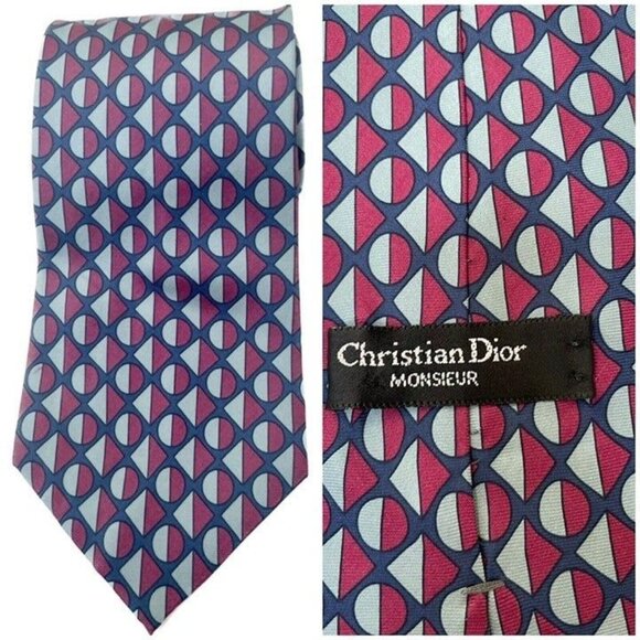 Christian Dior Other - Christian Dior silk tie geometric Made in USA blue